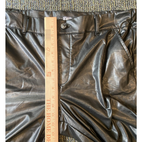 REWASH Women’s High Rise Vegan Leather Pull on Pants Black Size LARGE Y2K NWT - Picture 5 of 8
